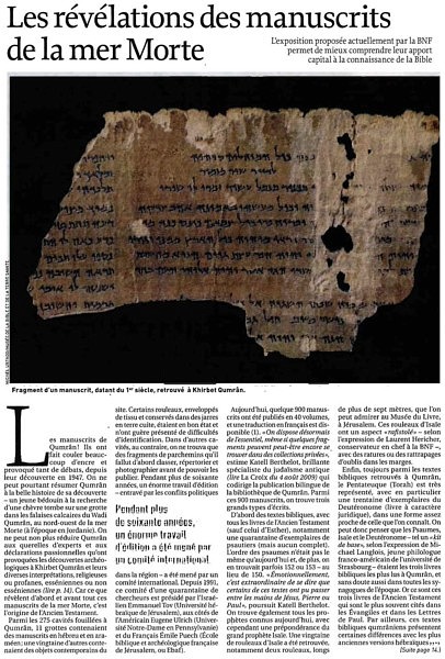 Contenu Des Manuscrits De La Mer Morte Pdf Les révélations des manuscrits de la mer Morte dans La Croix – Michael
